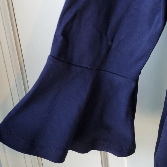 NY & COMPANY BLUE COTTON KNIT SHIFT DRESS SIZE MEDIUM POCKETS - Picture 4 of 10